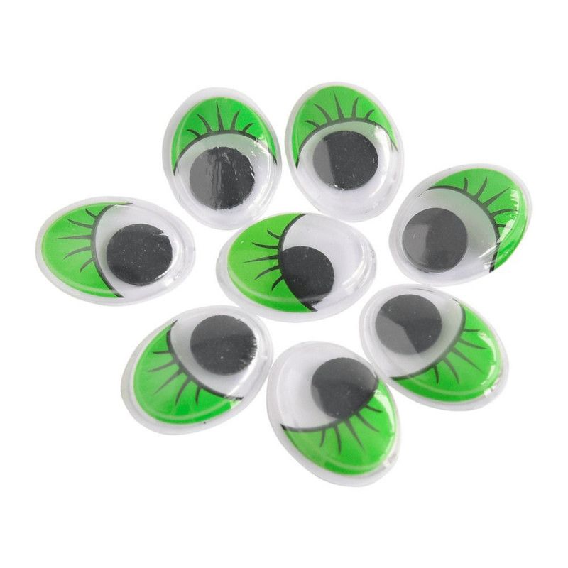 OLHINHOS 15MM ARTICULADOS COM CILIOS VERDE KIT - REF. CE-15/529703 - PACOTE COM 50 UNIDADES