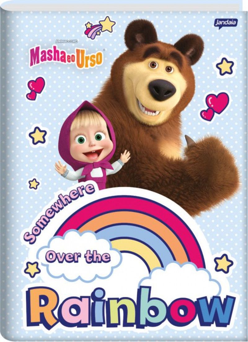 CADERNO BROCHURA 1/4 CAPA DURA 48 FOLHAS MASHA E URSO JANDAIA - REF. 65493 - PACOTE COM 10 UNIDADES