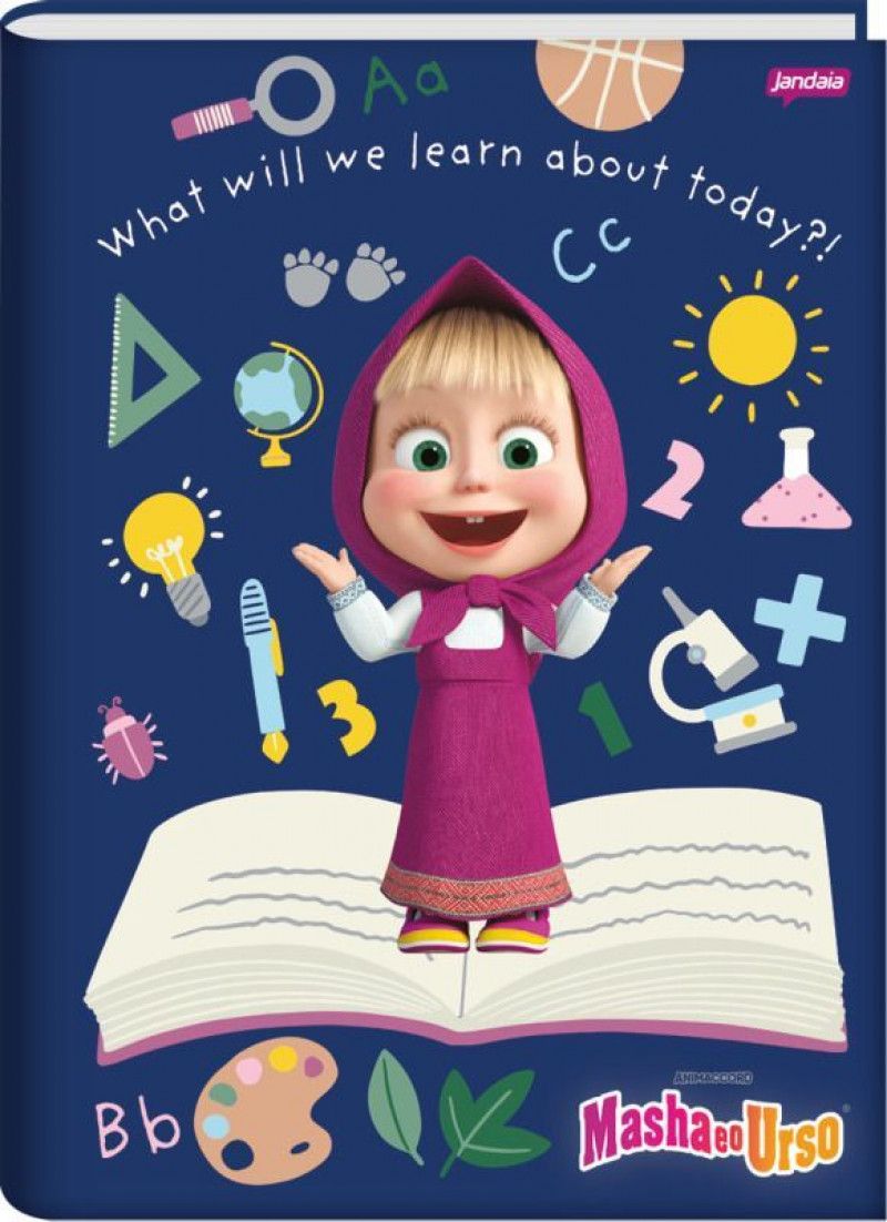 CADERNO BROCHURA 1/4 CAPA DURA 48 FOLHAS MASHA E URSO JANDAIA - REF. 65493 - PACOTE COM 10 UNIDADES