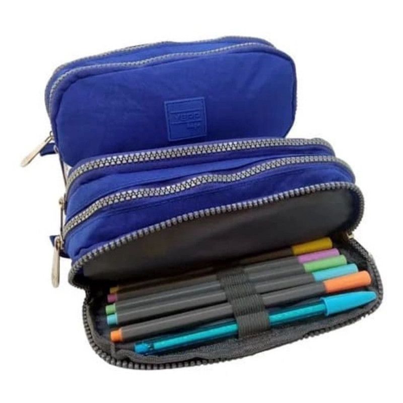ESTOJO TRIPLO NYLON LISO MB13054-E YEPP - AZUL - 1 UNIDADE
