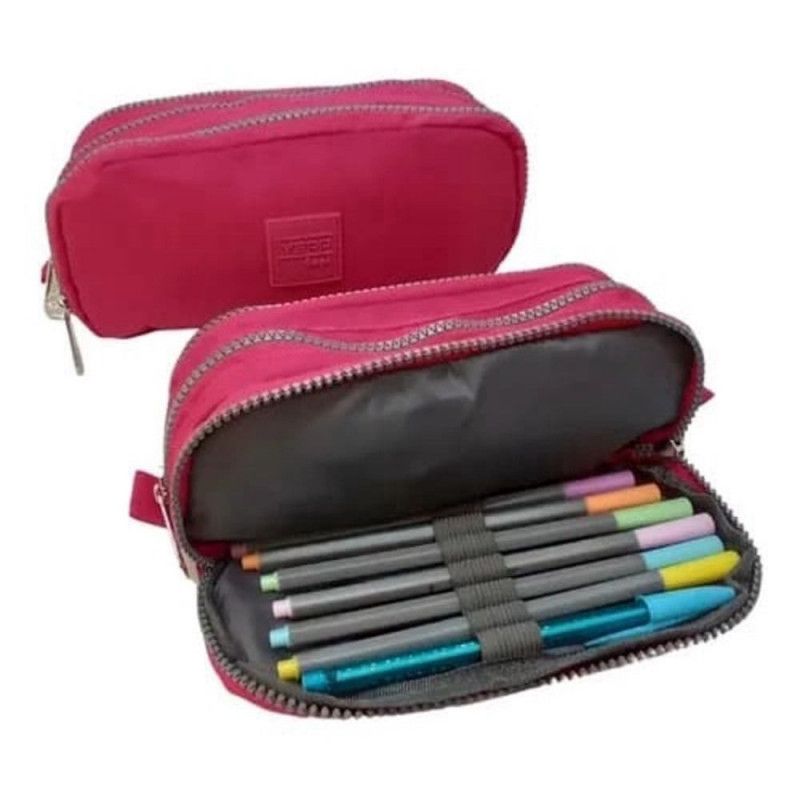 ESTOJO TRIPLO NYLON LISO MB13054-E YEPP - ROSA - 1 UNIDADE