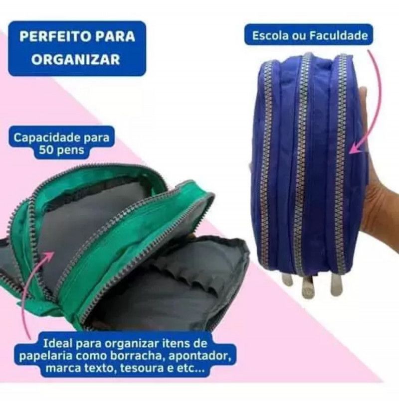ESTOJO TRIPLO NYLON LISO MB13054-E YEPP - ROSA - 1 UNIDADE