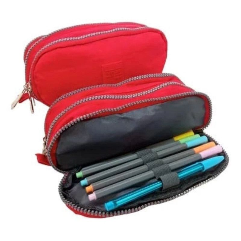 ESTOJO TRIPLO NYLON LISO MB13054-E YEPP - VERMELHO - 1 UNIDADE