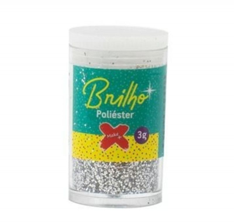 GLITTER POLIESTER 3G MAKE+ PRATA - REF. 7001 - PACOTE COM 12 UNIDADES