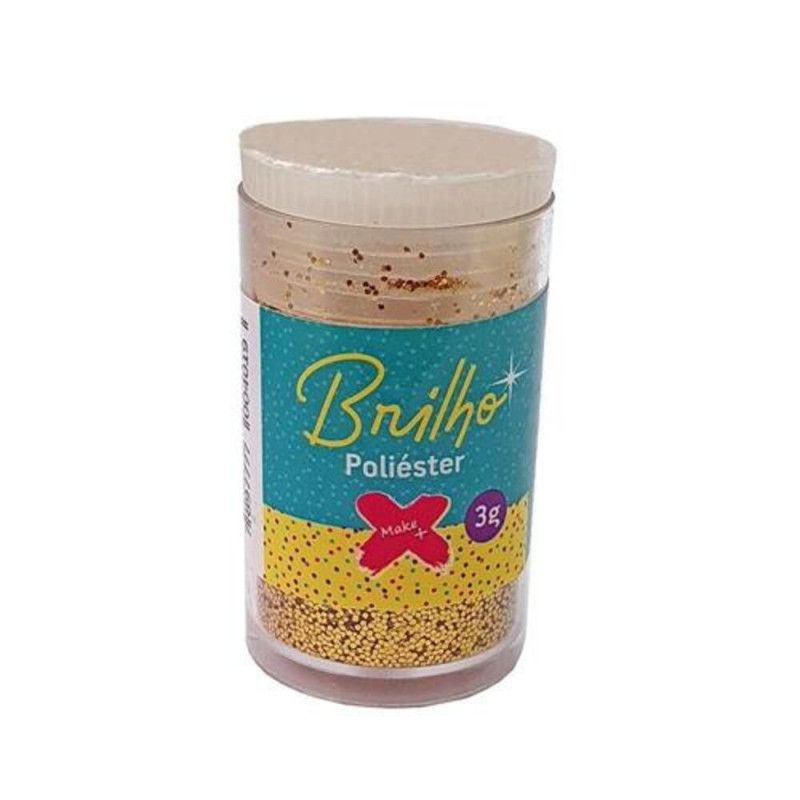 GLITTER POLIESTER 3G MAKE+ OURO - REF. 7004 - PACOTE COM 12 UNIDADES