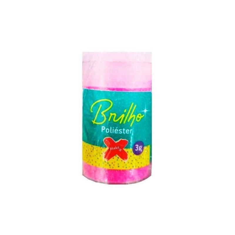 GLITTER POLIESTER 3G MAKE+ NEON ROSA - REF. 7017 - PACOTE COM 12 UNIDADES