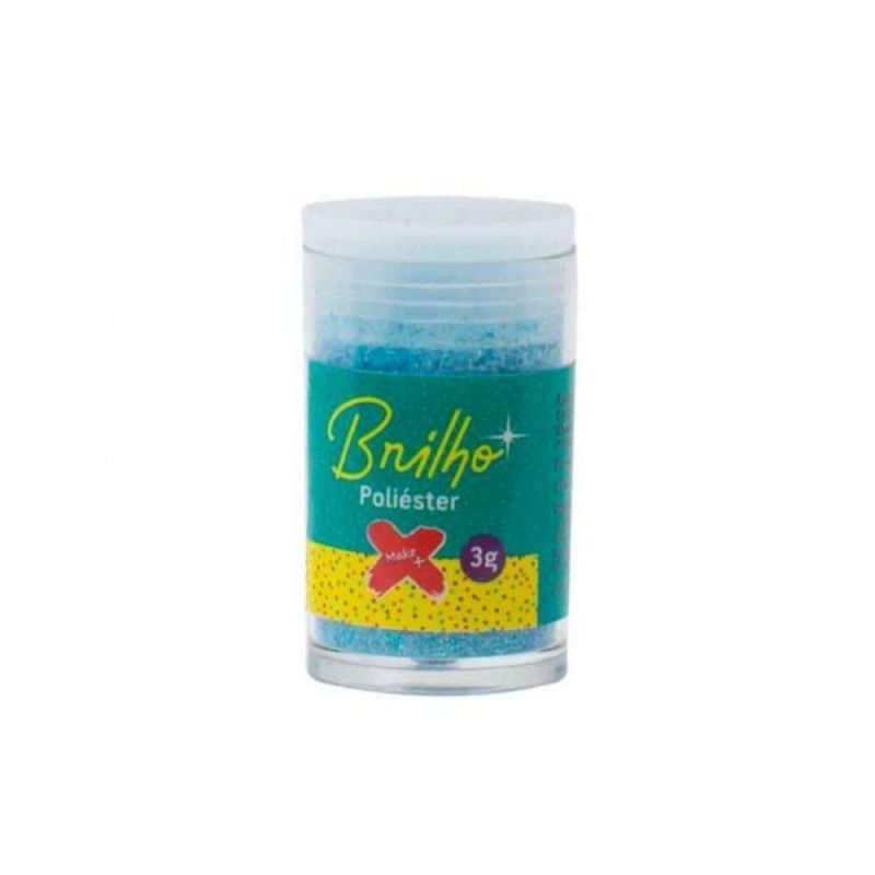 GLITTER POLIESTER 3G MAKE+ NEON AZUL - REF. 7019 - PACOTE COM 12 UNIDADES