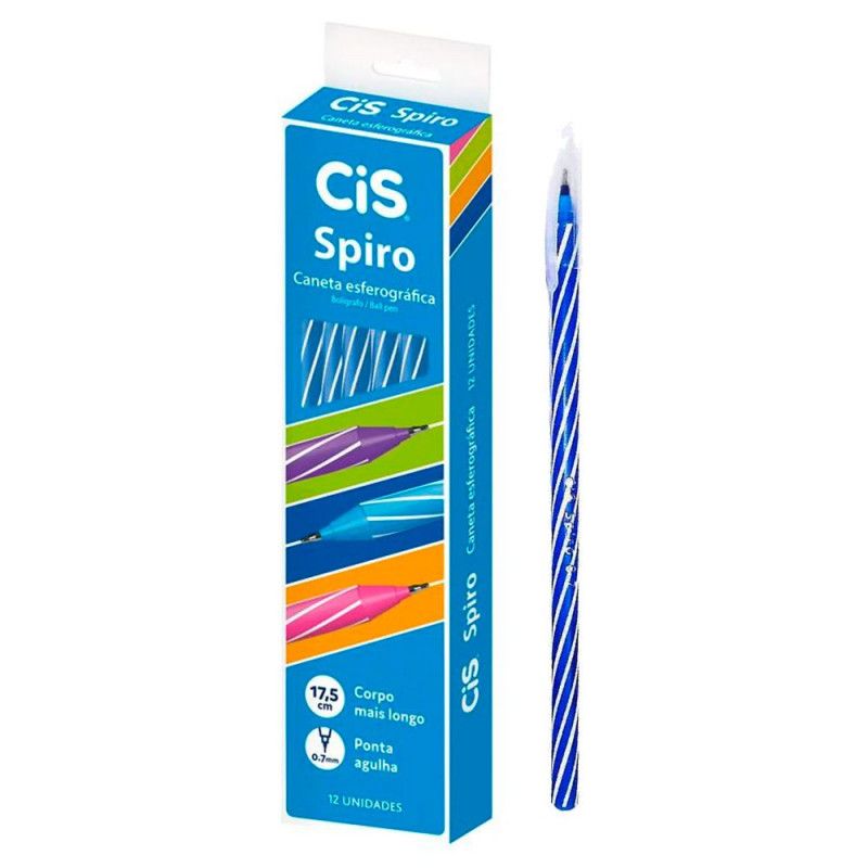 CANETA ESFEROGRAFICA 0.7 SPIRO AZUL CIS - REF. 52.0609 - CAIXA COM 12 UNIDADES