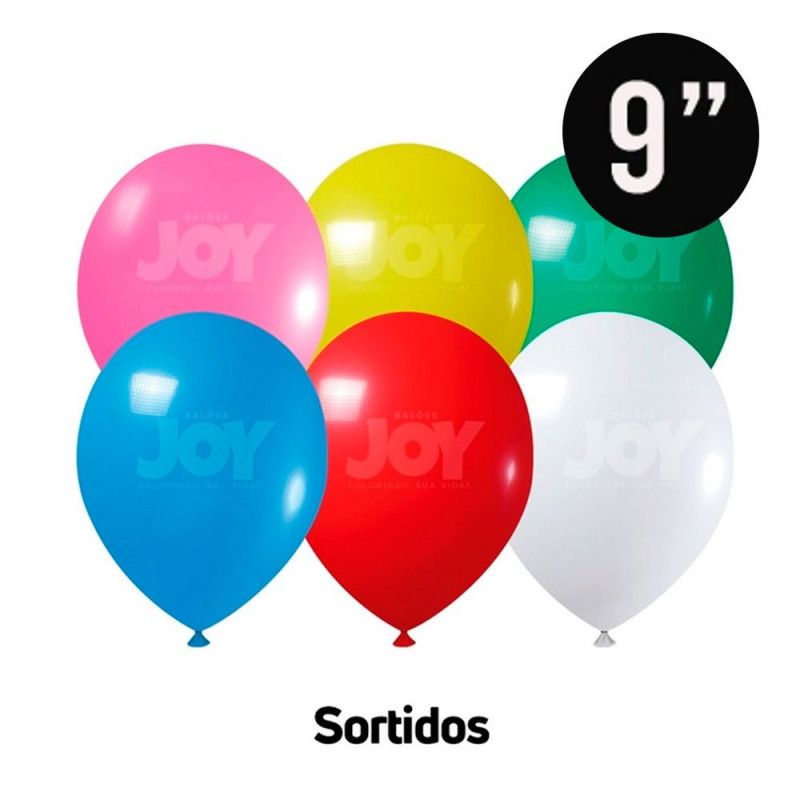 BALAO LISO N. 9 SORTIDO COM 50 UNIDADES JOY - REF. D990010 - 1 UNIDADE