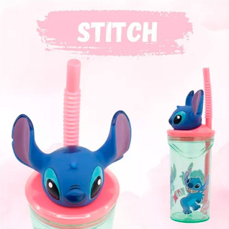 COPO 360ML COM CANUDO 3D STITCH TUUT - REF. 26971 - 1 UNIDADE