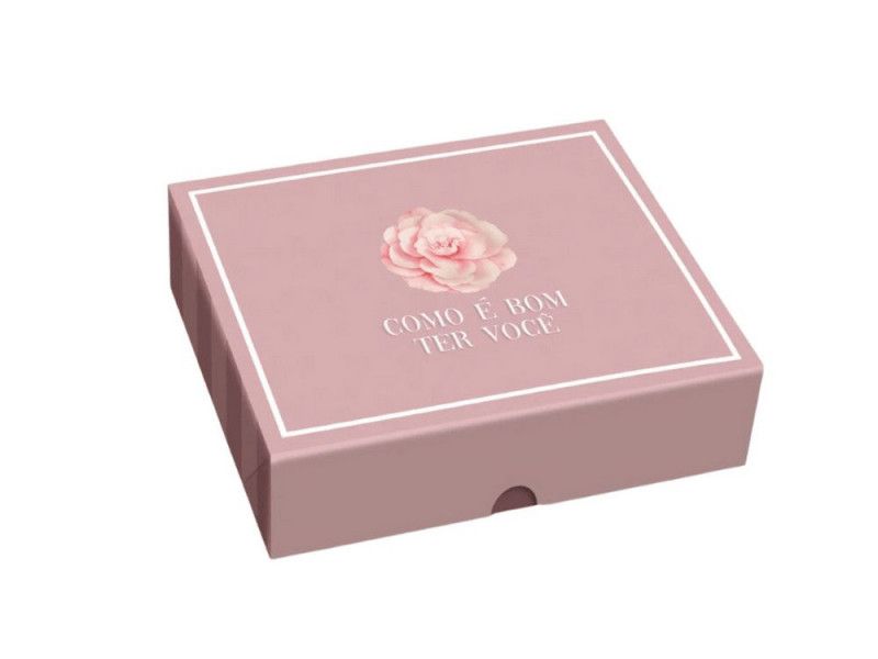CAIXA PARA PRESENTE RETANGULAR TAMPA/FUNDO CAMELIA G CROMUS - REF. 13006695 - PACOTE COM 10 UNIDADES