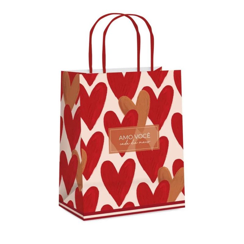 SACOLA PARA PRESENTE SEASON LOVE G CROMUS - REF. 14001799 - PACOTE COM 10 UNIDADES