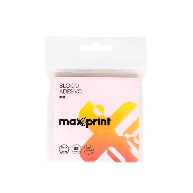 BLOCO ADESIVO 76X76MM 100 FOLHAS ROSE MAXPRINT - REF. 74000118 - 1 UNIDADE