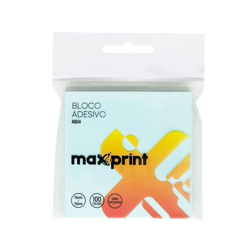 BLOCO ADESIVO 76X76MM 100 FOLHAS AQUA MAXPRINT - REF. 74000119 - 1 UNIDADE