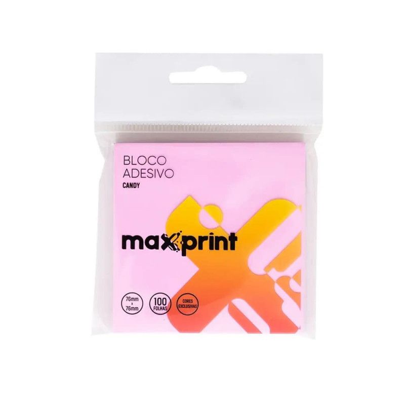 BLOCO ADESIVO 76X76MM 100 FOLHAS CANDY MAXPRINT - REF. 74000123 - 1 UNIDADE