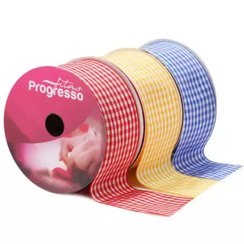 FITA TECIDO XADREZ 38MM COM 10M PROGRESSO - REF. 214 AZUL ROYAL - 1 UNIDADE