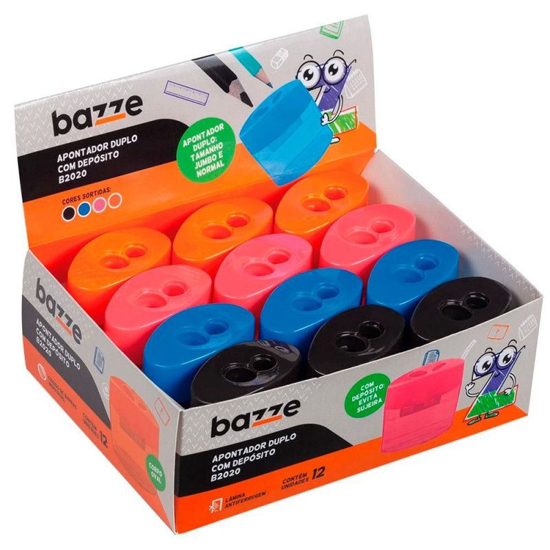 APONTADOR COM DEPOSITO 2 FUROS B2020 BAZZE - REF. 903891 - CAIXA COM 12 UNIDADES