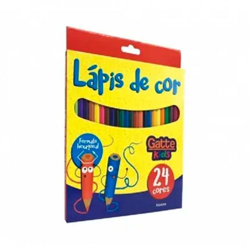 LAPIS 24 CORES HEXAGONAL GATTE - REF. 10002 - PACOTE COM 6 UNIDADES