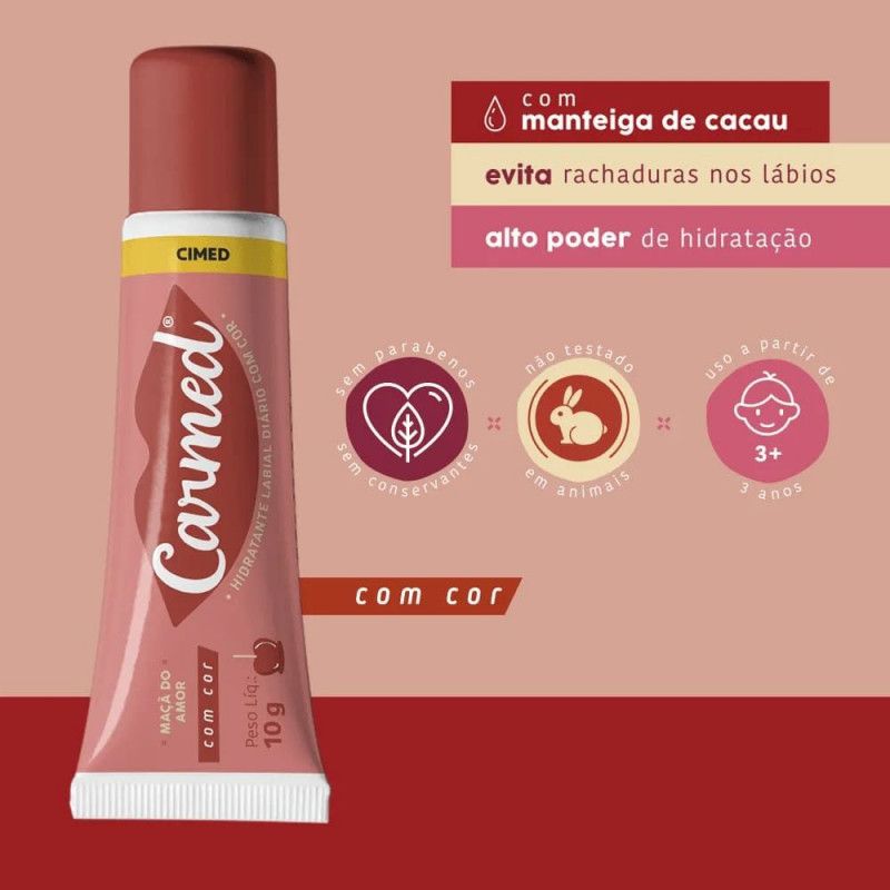 HIDRATANTE LABIAL CARMED MACA DO AMOR 10G COM COR  - REF. 103958 - 1 UNIDADE