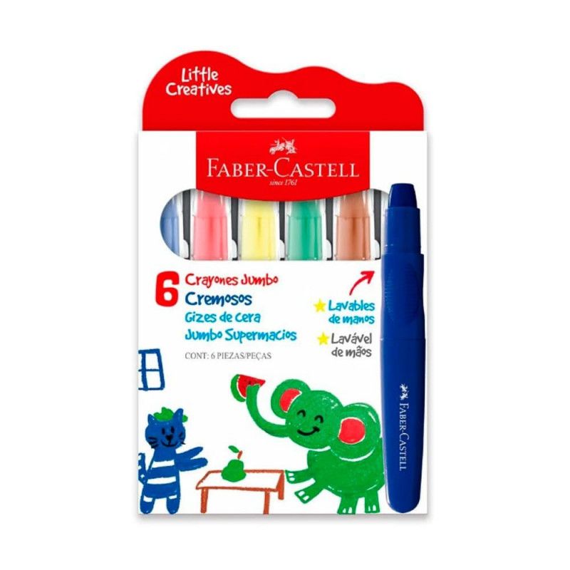 GIZ DE CERA 6 CORES JUMBO LITTLE CREATIVES FABER-CASTELL - REF. 224006 - 1 UNIDADE