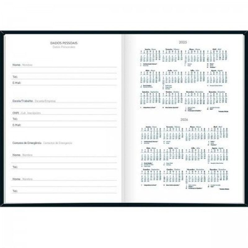 AGENDA COSTURADA SPICE PRETO M6 TILIBRA 2025 - REF. 354821 - PACOTE COM 4 UNIDADES