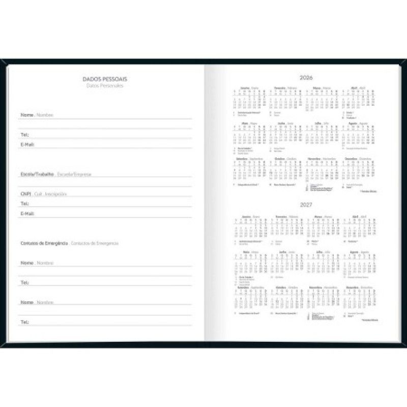 AGENDA COSTURADA SPICE PRETO M6 TILIBRA 2026 - REF. 354821 - PACOTE COM 4 UNIDADES