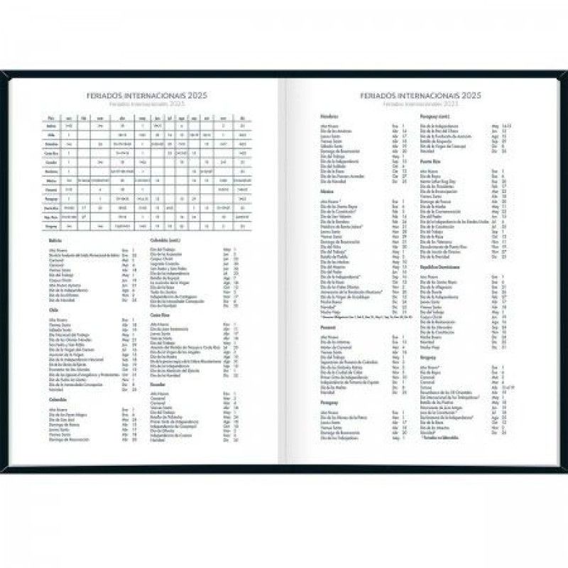 AGENDA COSTURADA SPICE PRETO M6 TILIBRA 2025 - REF. 354821 - PACOTE COM 4 UNIDADES