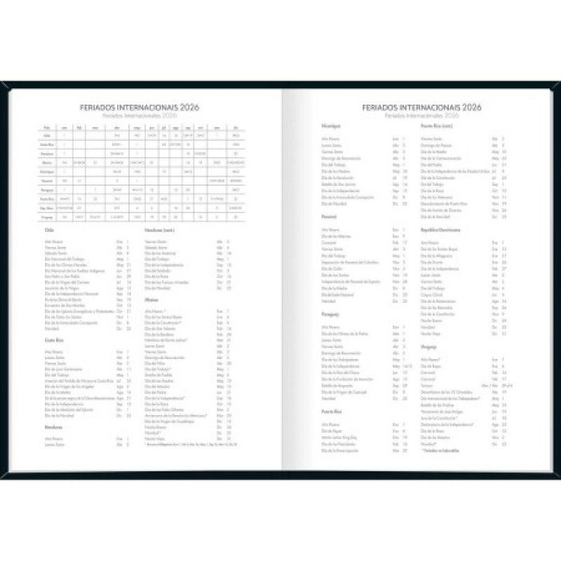 AGENDA COSTURADA SPICE PRETO M6 TILIBRA 2026 - REF. 354821 - PACOTE COM 4 UNIDADES