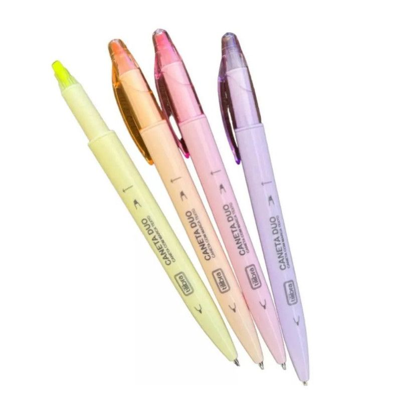 CANETA ESFEROGRAFICA 1.0 RETRATIL COM MARCA TEXTO TILIBRA - REF. 35323 - CAIXA COM 25 UNIDADES
