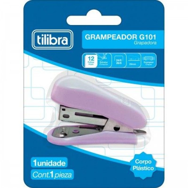 GRAMPEADOR PLASTICO MINI 12 FOLHAS G101 LILAS TILIBRA - REF. 353752 - 1 UNIDADE