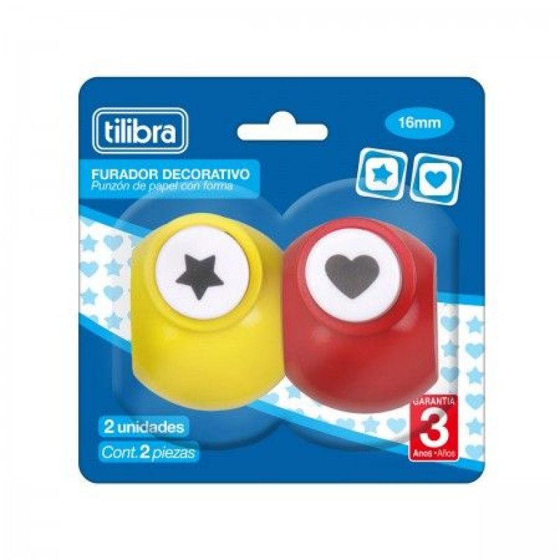 PERFURADOR DECORATIVO 16MM COM 2 FORMAS TILIBRA - REF. 353515 - 1 UNIDADE