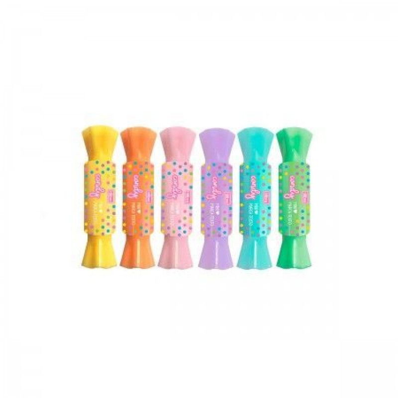 PINCEL MARCA TEXTO MINI CANDY COM 6 CORES TILIBRA - REF. 352896 - PACOTE COM 12 UNIDADES