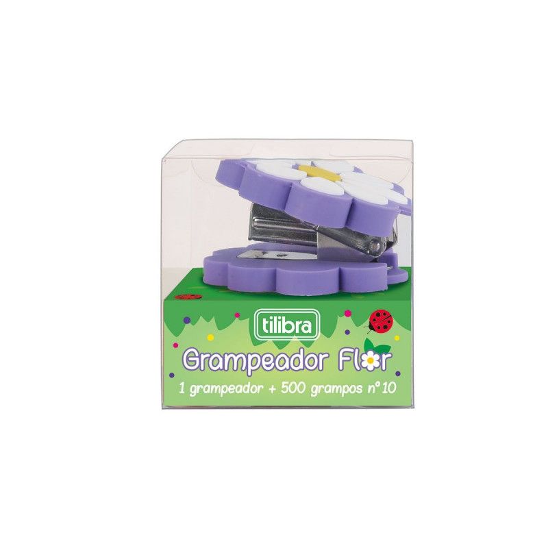 GRAMPEADOR MINI FLOR CAPACIDADE 10 FOLHAS + 450 GRAMPOS TILIBRA - REF. 353795 - 1 UNIDADE