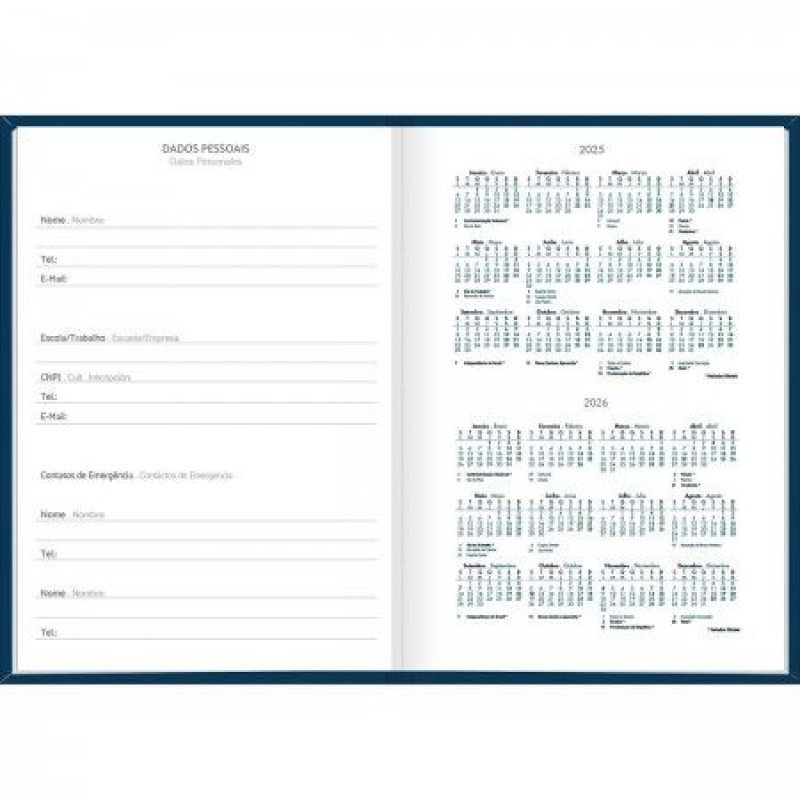 AGENDA COSTURADA SPICE CORES M6 TILIBRA 2026 - REF. 354945 - PACOTE COM 4 UNIDADES