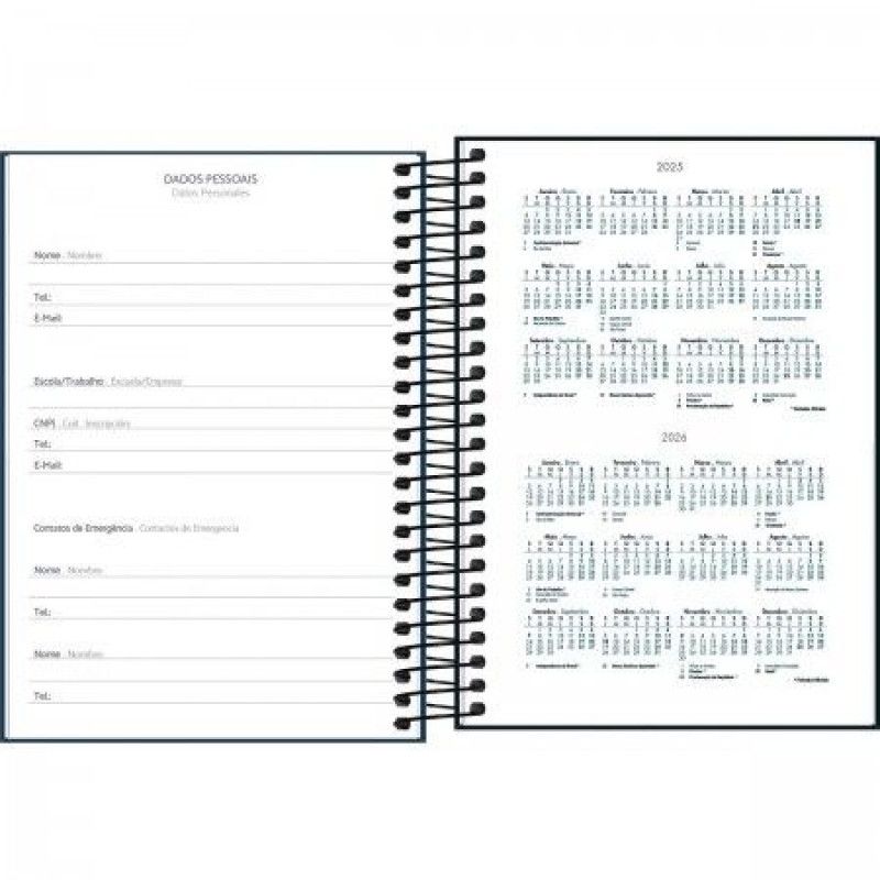 AGENDA ESPIRAL SPICE CORES M6 TILIBRA 2026 - REF. 354953 - PACOTE COM 5 UNIDADES