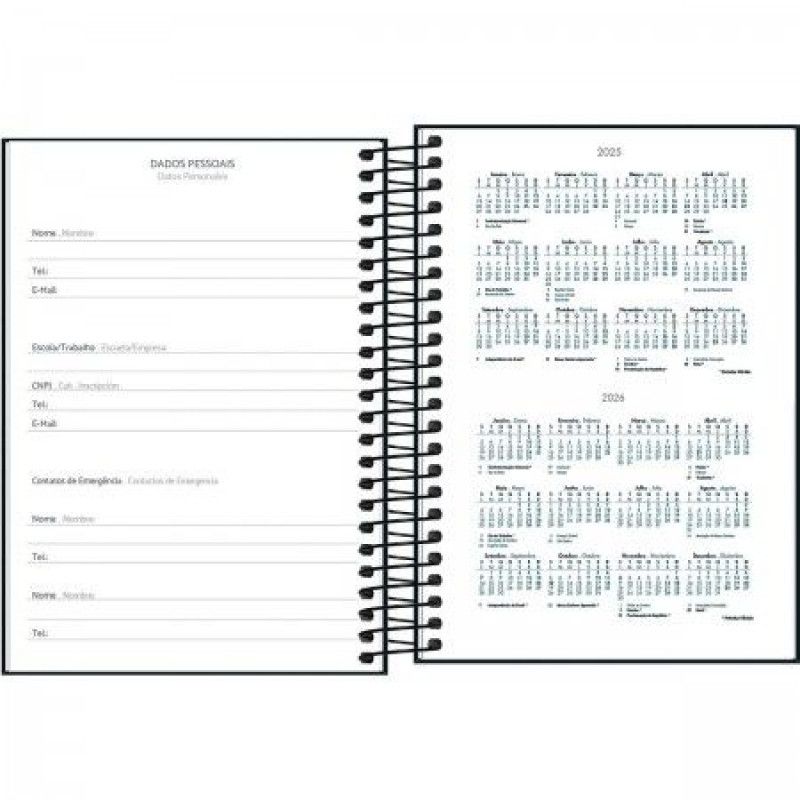 AGENDA ESPIRAL SPICE PRETO M6 TILIBRA 2025 - REF. 354830 - PACOTE COM 5 UNIDADES