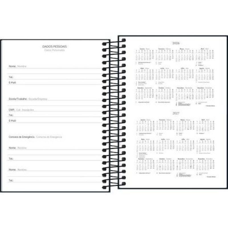 AGENDA ESPIRAL SPICE PRETO M6 TILIBRA 2026 - REF. 354830 - PACOTE COM 5 UNIDADES