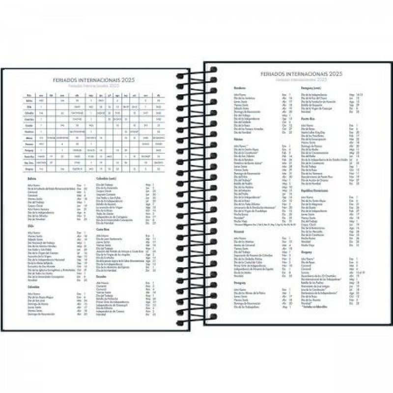 AGENDA ESPIRAL SPICE PRETO M6 TILIBRA 2025 - REF. 354830 - PACOTE COM 5 UNIDADES