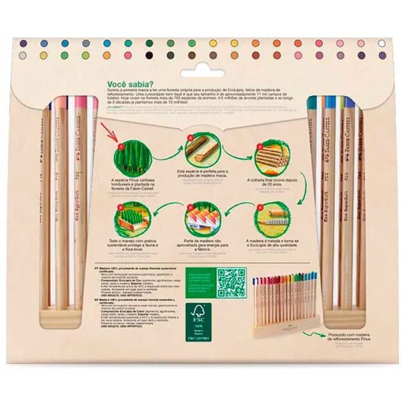 LAPIS DE COR ECOLÁPIS SUPERSOFT NATURAL EDITION 36 CORES + ESTOJO DE MADEIRA EDIÇÃO LIMITADA FABER-CASTELL 120736SOFT COM 1 UNIDADE