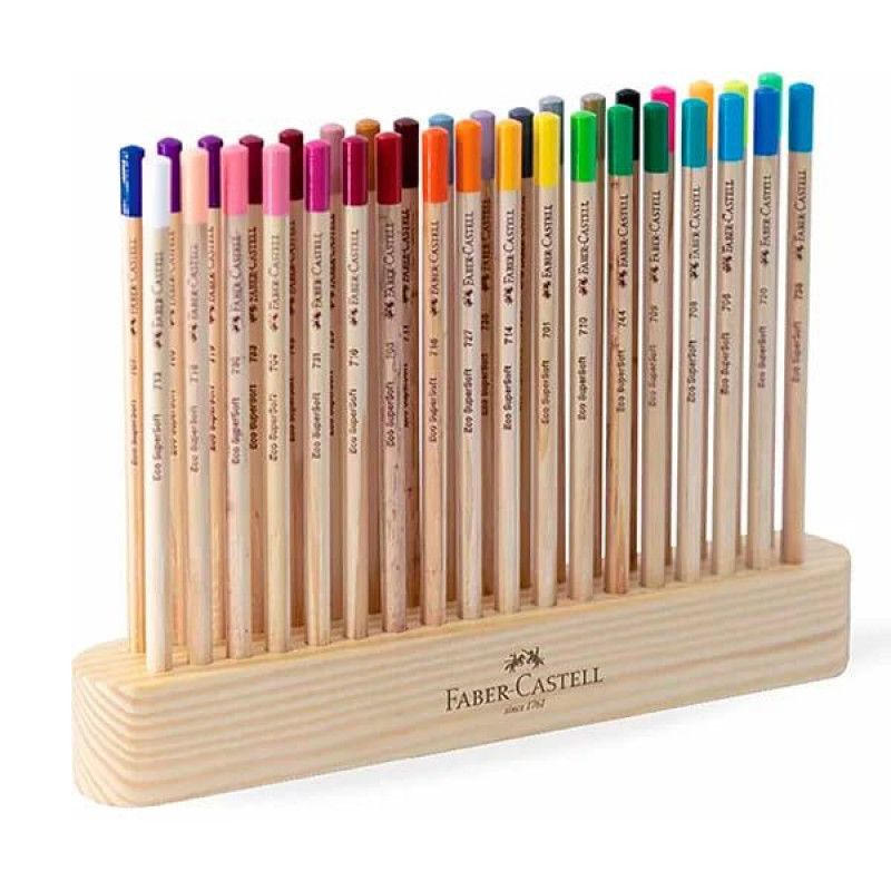 LAPIS DE COR ECOLÁPIS SUPERSOFT NATURAL EDITION 36 CORES + ESTOJO DE MADEIRA EDIÇÃO LIMITADA FABER-CASTELL 120736SOFT COM 4 UNIDADES