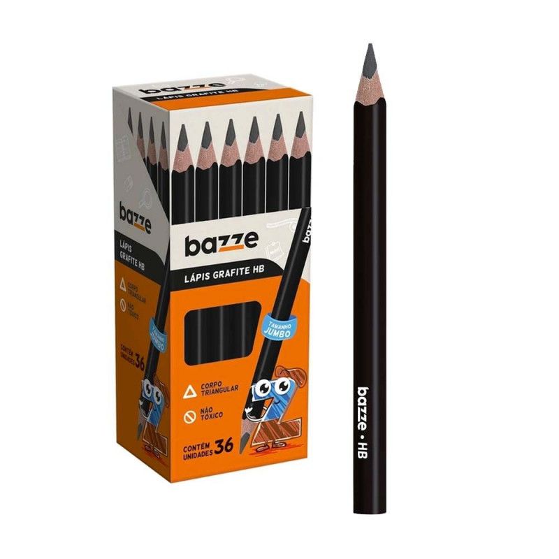 LAPIS PRETO HB TRIANGULAR JUMBO BAZZE - REF. 901750 - CAIXA COM 36 UNIDADES