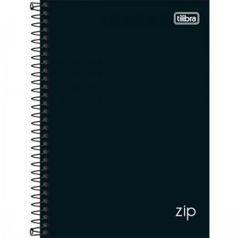 CADERNO ESPIRAL CAPA DURA 1/4 80FL ZIP PRETO TILIBRA - REF. 351440 - PACOTE COM 4 UNIDADES