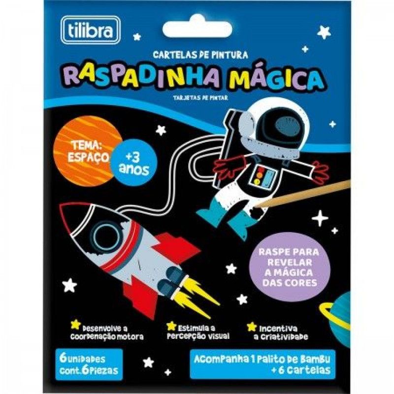 CARTELA RASPADINHA MAGICA ESPACO 6 FOLHAS TILIBRA - REF. 353060 - 1 UNIDADE