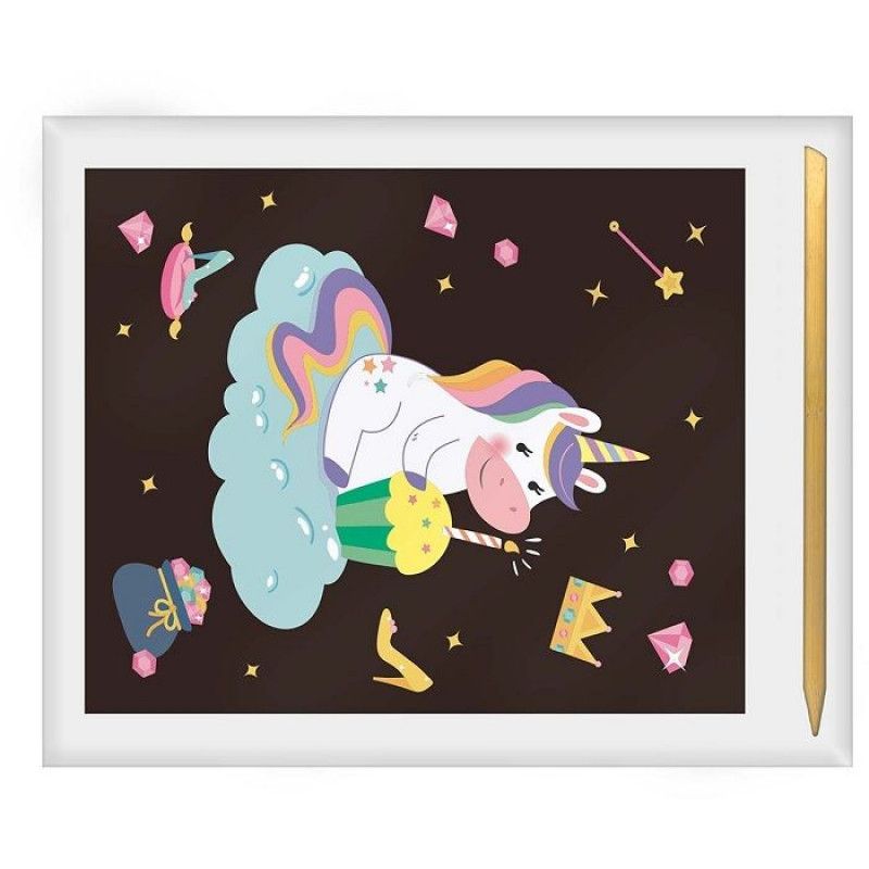 CARTELA RASPADINHA MAGICA UNICORNIO 6 FOLHAS - REF. 352101 - 1 UNIDADE