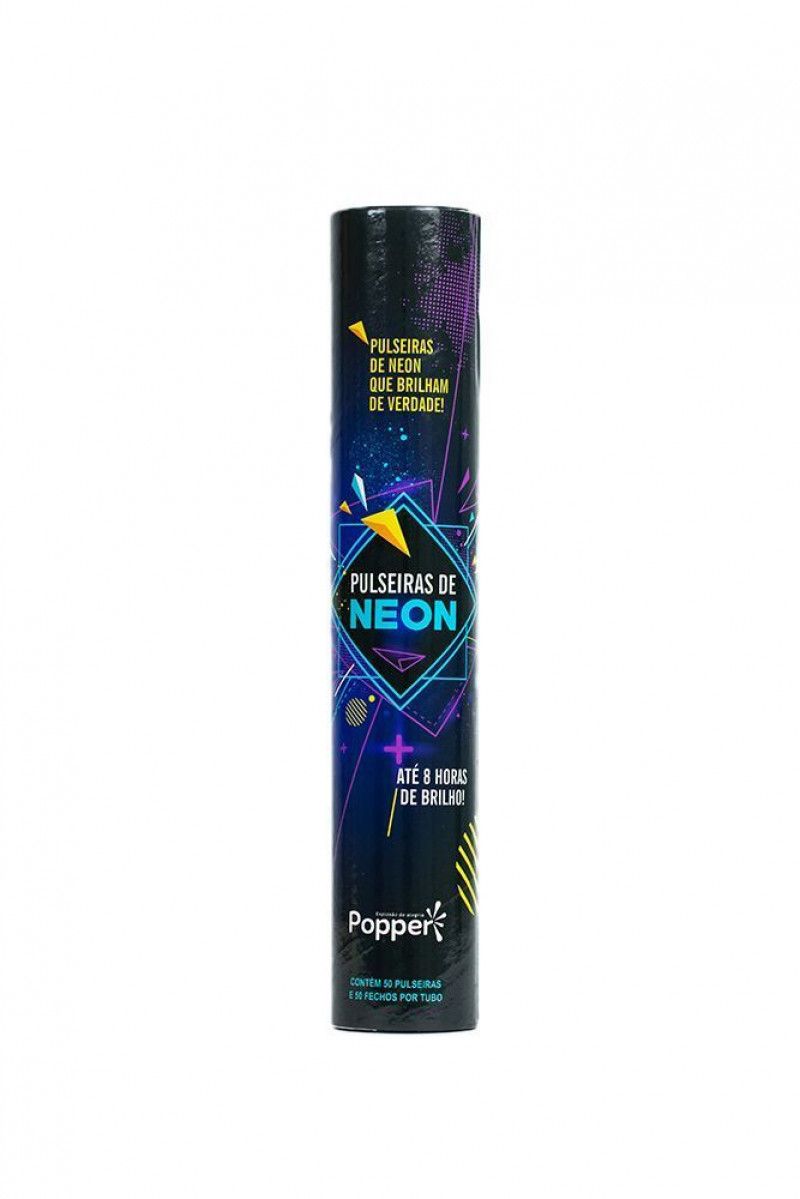 PULSEIRA NEON PARTY 7 CORES COM 50 PECAS POPPER - REF. PN-50 - 1 UNIDADE