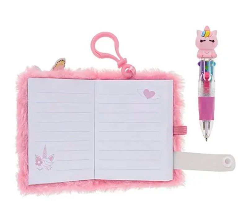 CADERNO MINI 64FL FANTASY LOVE UNICORNIO COM CANETA MOLIN - REF. 23499 - PACOTE COM 4 UNIDADES