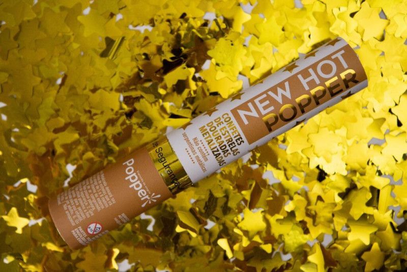 LANCA CONFETE 30CM NEW HOT ESTRELA DOURADO POPPER - REF. 8230-GS - 1 UNIDADE