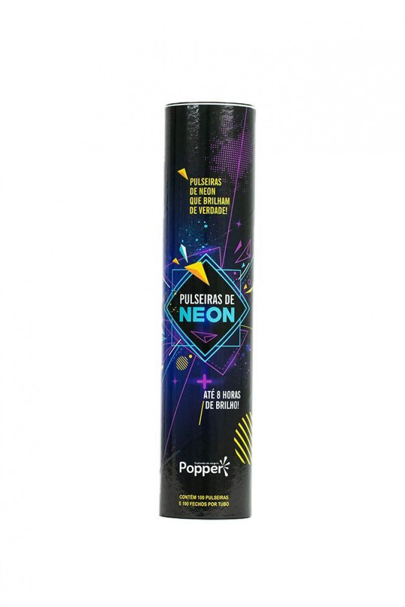 PULSEIRA NEON PARTY 7 CORES COM 100 PECAS POPPER - REF. PN-100 - 1 UNIDADE