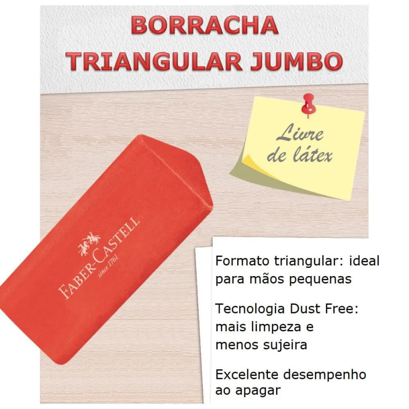 BORRACHA TRIANGULAR JUMBO FABER-CASTELL - REF. TRIANGULAR - POTE COM 24 UNIDADES
