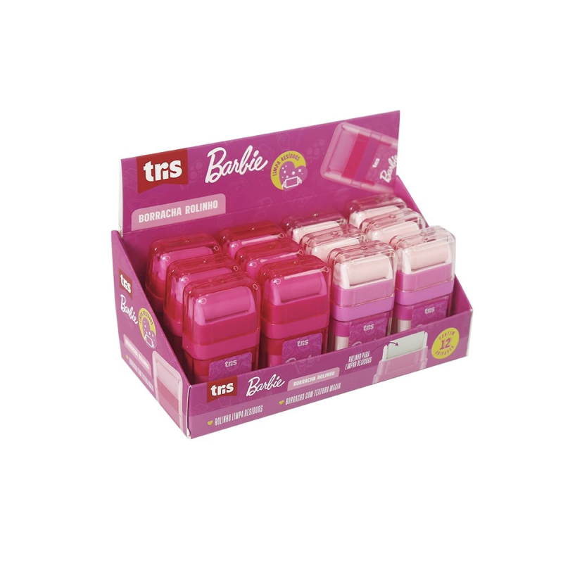 BORRACHA BARBIE COM ROLINHO PARA LIMPAR TRIS - REF. 905444 - CAIXA COM 12 UNIDADES